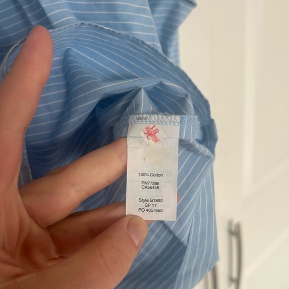 Madewell Striped Blue Tie-Sleeve Popover Top - Picture 5 of 5